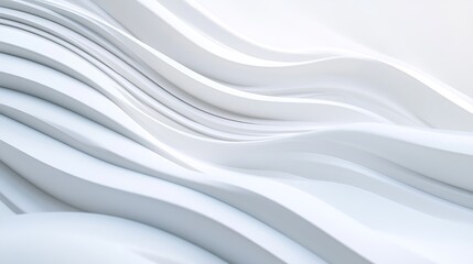 Wall Mural - contemporary white theme accented by fluid wavy line shapes designs