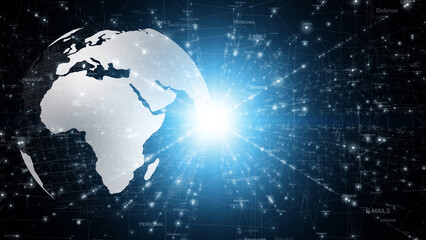 Wall Mural - digital earth globe cyberspace technology word cloud illustration.