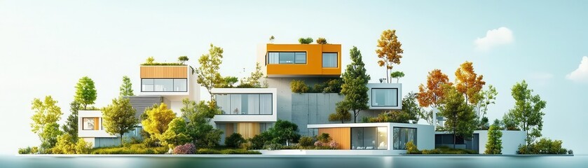 Innovation flat design front view technological advancements theme 3D render