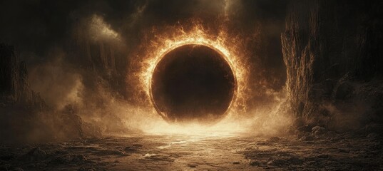 Wall Mural - teleport portal to dark hell dimension. generative ai technology.