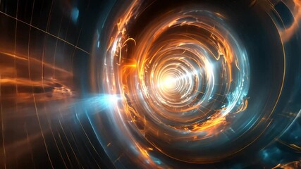 Aufkleber - A vibrant whirlwind of fiery orange and cool blue light spirals inward, creating the illusion of a cosmic portal. The swirling motion enhances the dynamic energy of the scene, captivating the viewer.