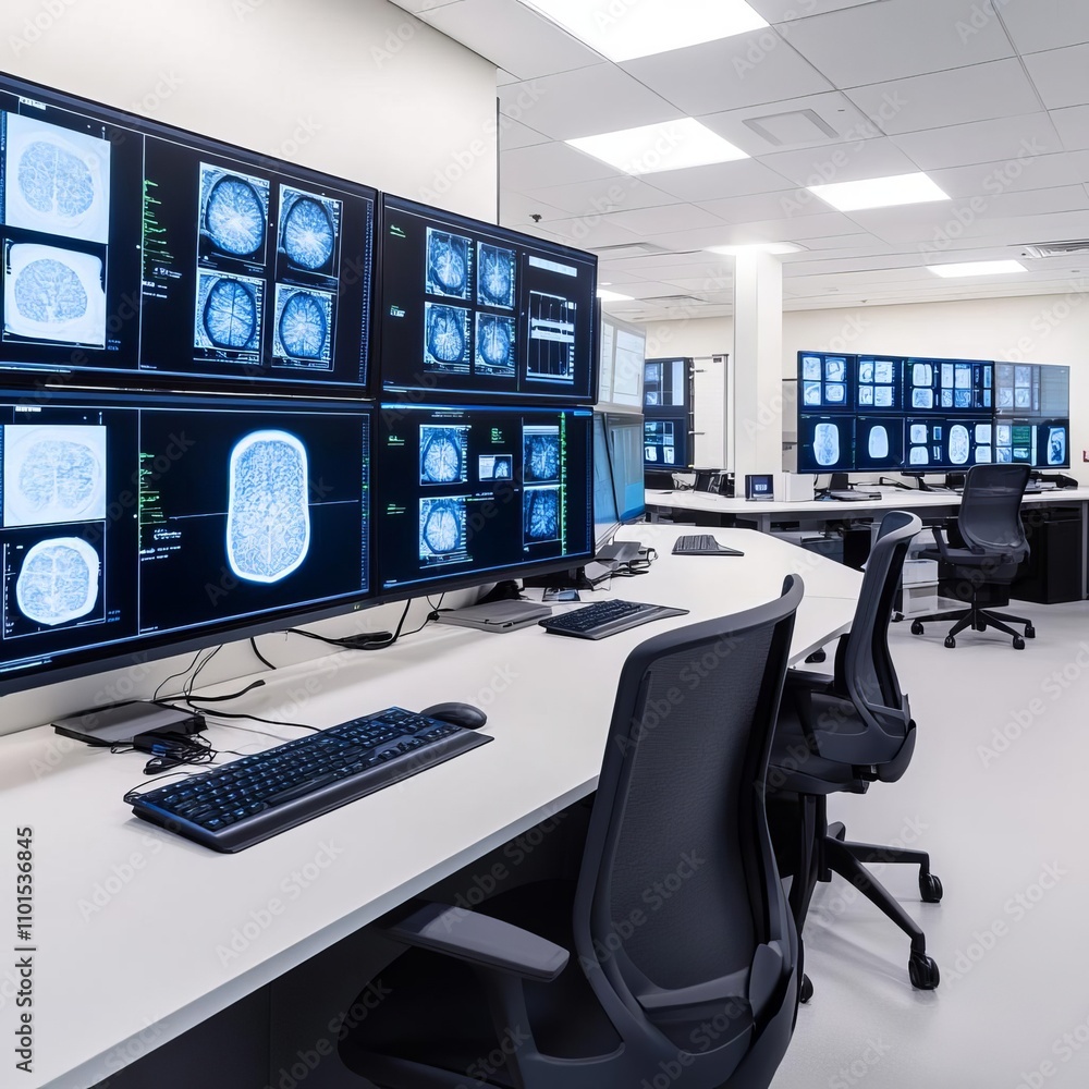 Control Console In Computer Radiograph Radiology control center monitoring imaging systems across multiple ...