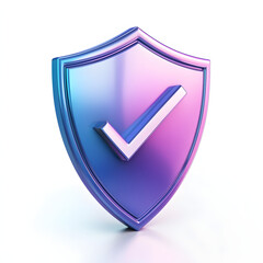 Wall Mural - cartoon 3d icon safety shield check mark perspective . blue and purple symbol security safety icon. 