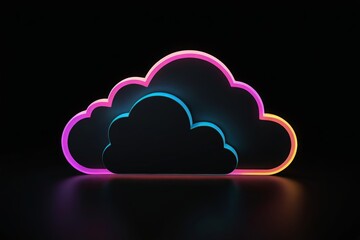 a close up of a neon cloud on a black surface