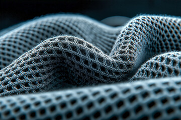 Macro Close-Up of Textured Mesh Fabric with Intricate Weave and Dramatic Lighting