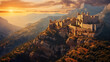 © AVOPIX - Majestic Ancient Castle on a Rocky Cliff with a Breathtaking Sunset Backdrop