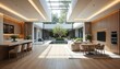 © Muhammad Sanan - Modern Courtyard with Open Ceiling and Indoor Greenery