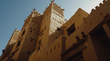 Wall Mural - photo of diriyah traditional mud-brick architecture, with sunlit walls showing the rugged textures a