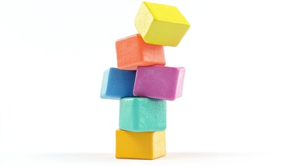Colorful blocks stacked precariously high
