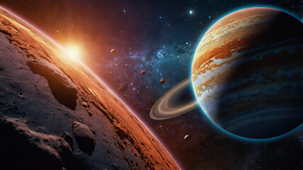 Wall Mural - AI generated beautiful and stunning image of universe, showing attraction of universal objects