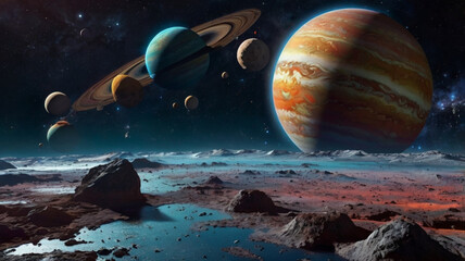 Wall Mural - AI generated beautiful and stunning image of universe, showing attraction of universal objects