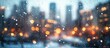 © Anastasiia K. - Snowy City Evening with Vibrant Lights and Blurred Traffic. Winter Rain on Glass Overlooking a Downtown Skyline. Frosty Window with Bokeh City Lights. window winter background