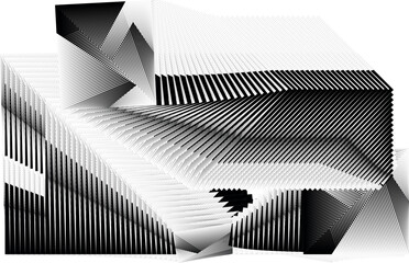 op art creative geometric pattern, abstract halftone lines black and white background, vector modern design element