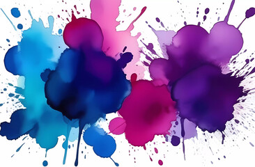 Wall Mural - Splashes of colored paints on a white background