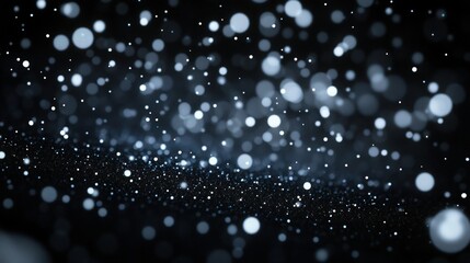 Wall Mural - dark black background with glowing white dots, resembling distant snowflakes or stars.