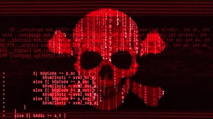 Wall Mural - abstract digital glitch effect with skull. noise looped background for hacked mobile phone screen. e