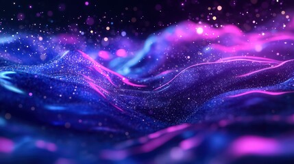 Wall Mural - fluid dynamic simulation with digital particles flowing smoothly, used to represent data streaming i