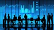 © Official - Business Team Meeting Silhouette with Data Visualization Background