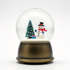 Wall Mural - A snow globe with a snowman and a Christmas tree, perfect for the winter season