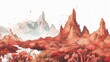 © Zhanna - A surreal desert scene featuring rugged red mountains, soft distant peaks, and blooming wildflowers in the foreground. The vibrant, artistic rendering evokes a unique, otherworldly atmosphere.