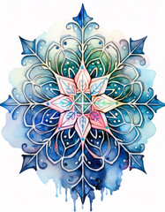 Wall Mural - A beautiful blue mandala with intricate details and a watercolor effect