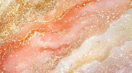 Wall Mural - Abstract Peach, Gold, Glitter, Marble, Texture, Background, Design, Art, Swirls, Sparkle