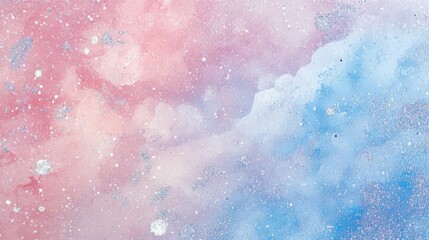 Wall Mural - Pastel Pink and Blue Glitter Galaxy Watercolor Background Texture