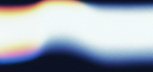 Leinwandbilder - A vibrant abstract shape glowing on a grainy color gradient background of orange, purple, blue, yellow, and pink, set against a black noise texture, with space for copy.