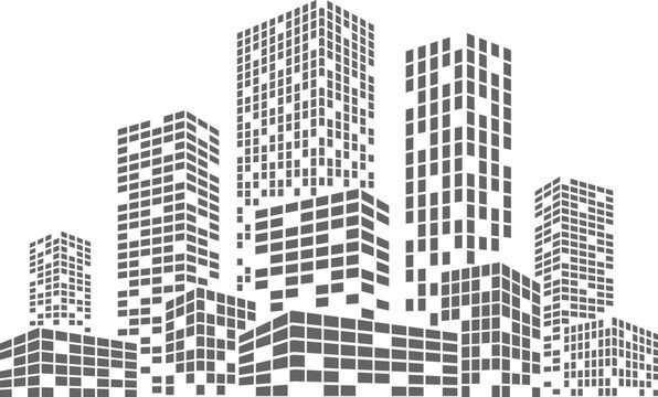night city buildings. cityscape with skyscrapers silhouette. urban landscape.