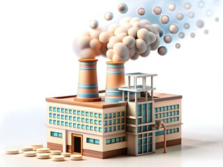 Wall Mural - abstract factory chimney emitting digital binary code smoke concept for industrial innovation photog