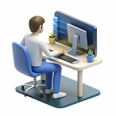 Wall Mural - programmer typing code on transparent screen in collaborative workspace with copy space
