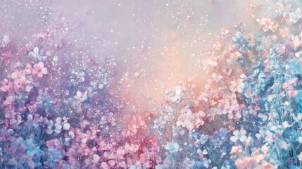 Wall Mural - Pastel Pink Blue Glitter Floral Dreamy Background Texture