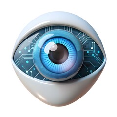 Wall Mural - macro technician eye reflecting digital code for manufacturing transformation