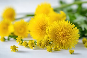 Fresh yellow blooms arranged on a table