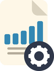 Wall Mural - report document is showing a growing bar chart and a gear wheel, symbolizing business analysis