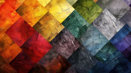 Fototapete - Vibrant abstract art palette of colorful geometric shapes textured background