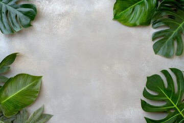 Wall Mural - Dense arrangement of tropical green leaves covering the ground in a natural setting