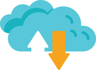Wall Mural - up and down arrows representing uploading and downloading data for cloud storage