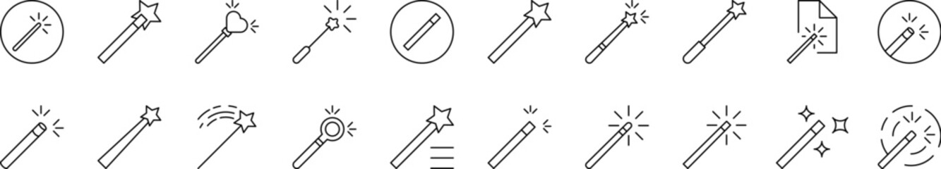 Wall Mural - magic wand related icon set. editable stroke. suitable for web sites, books, cards, apps