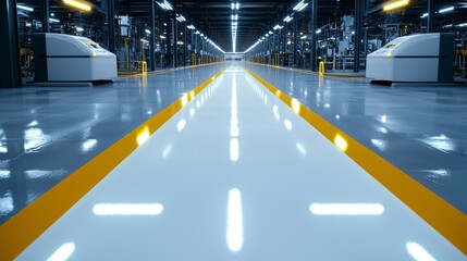Aufkleber - A modern factory specializing in electronic component production, equipped with the latest machinery, interior setup, and production hall tools.