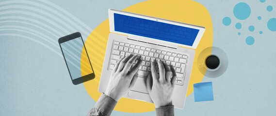 creative woman typing on a laptop