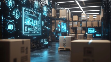 Aufkleber - Future supply chain and logistics business concept using augmented reality technology.