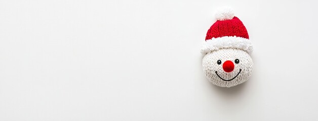 Leinwandbilder - Red nosed reindeer with Santa hat in white background 3D rendering, 3D illustration
