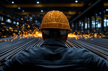Aufkleber - The engineer is on-site, working at the construction area for the building.
