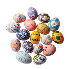 Wall Mural - Colorful hand painted decorated easter eggs clip art