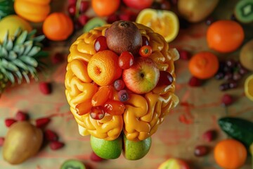 Wall Mural - A close-up shot of various fruits arranged on a table, ideal for use in food or lifestyle contexts