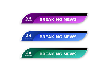 vector design of three tv banners for news program