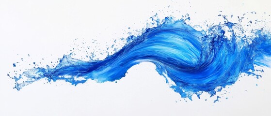 Wall Mural - Blue Wave splash isolated on white background