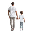 © Papugrat - father and son walking back view isolated on transparent background cutout