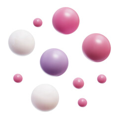 Wall Mural - flying white pink and purple bubbles 3d render icon isolated on transparent background cutout